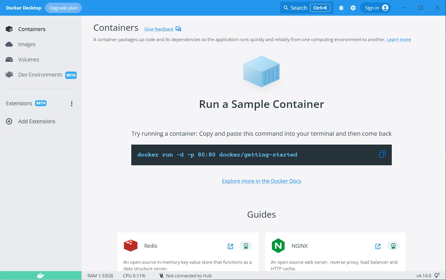 Docker Desktop主界面